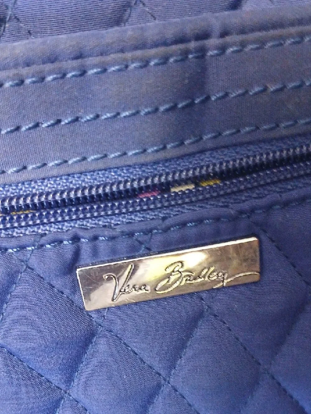 Vera Bradley Quilted Navy Crossbody with Front Zip Pocket